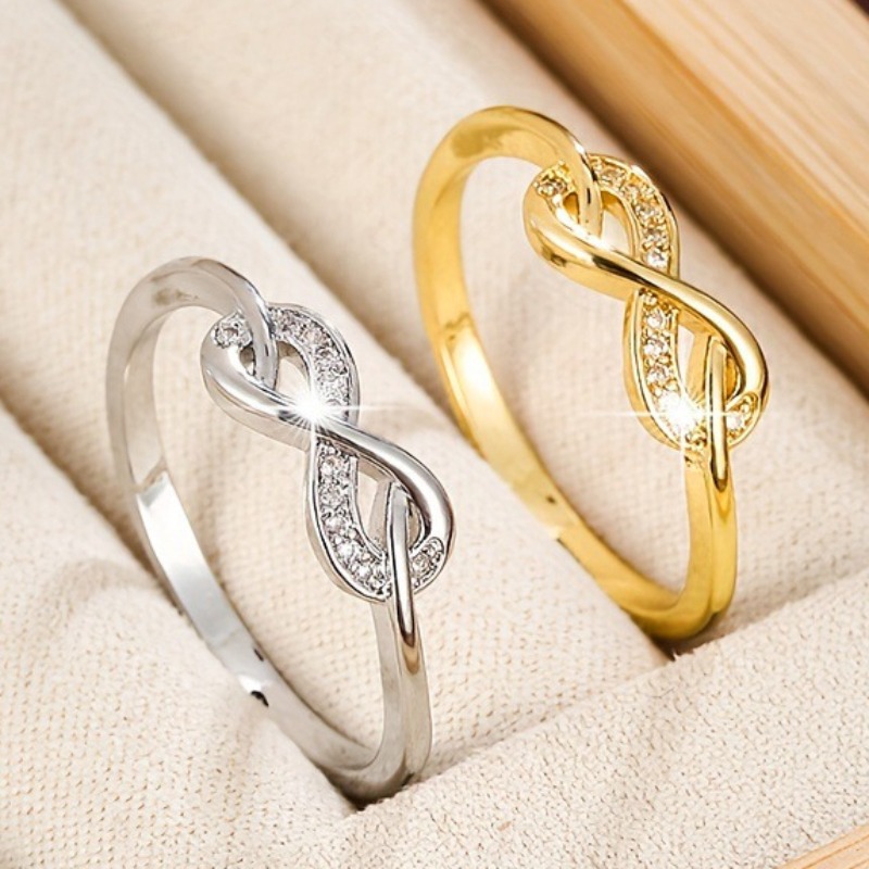 Women's Infinity Knot Promise Ring with Plated Synthetic Zirconia